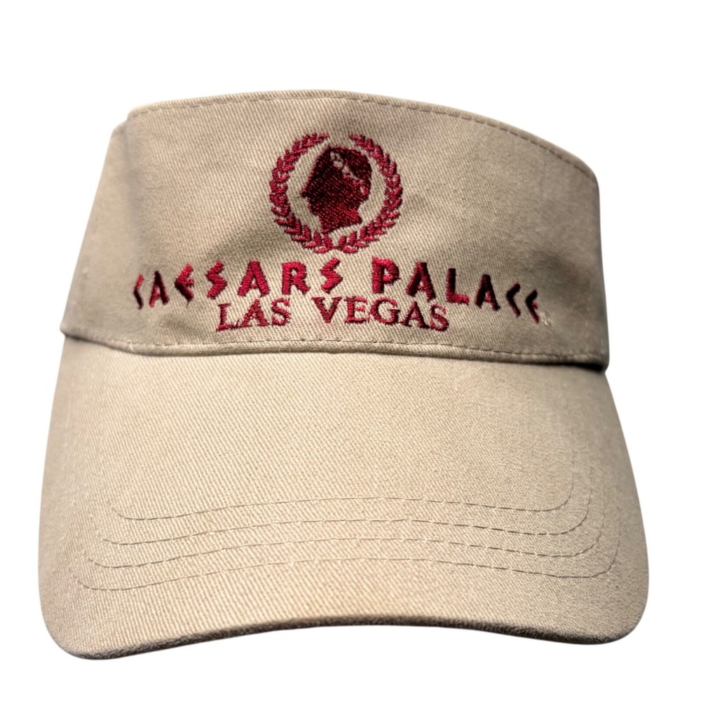 Caesars Palace Las Vegas Visor OS Tan Vintage Embroidered Cotton Casino Hat